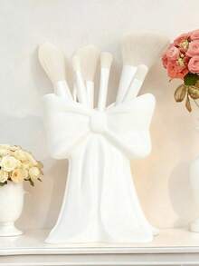 Bow-Shaped Desktop Organizer, Multi-Functional Makeup Brush Holder, Cosmetic And Stationery Storage Container, Suitable For Girls And Women's Exquisite Desktop Decoration. Office Desk Accessory, Jewelry Storage, Home Autumn Decor, Cosmetic Storage. - Multicolor - View 5