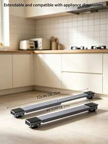 Adjustable Length Stainless Steel Appliance Moving Rack With Wheels, Locking Safety Brake Device, Base Support, Quiet Home Foot Pads, Suitable For Moving Heavy Furniture. Bottom Equipped With Rubber Non-Slip Pads, Easily Move Wardrobes, Refrigerators, Washing Machines, Dryers And Other Heavy Appliances. - Multicolor - View 3