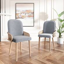 Dining Chair Set Velvet Grey - 6 Piece Set - 灰色 - 查看 3