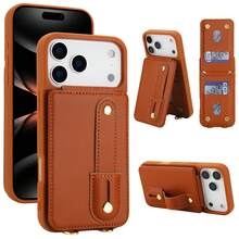 OUKNOEO 時尚人造皮革斜挎手機包，相容 iPhone 18 17e Air 16e 15 14 13 Pro Max Plus S26 S25 Edge S24 Ultra A37 A57 Z Fold 7 6 5 4，附手腕帶與長掛繩 - 棕色 - 查看 5