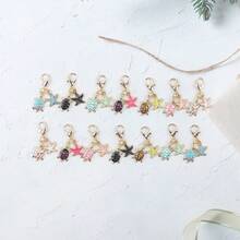 14pcs/7pcs Enamel Lucky Sea Turtle Starfish Dangle Keychain, Golden Metal Lobster Clasp Bag Charm For Purse Summer Ocean Beach Decor Gifts - Multicolor - View 13