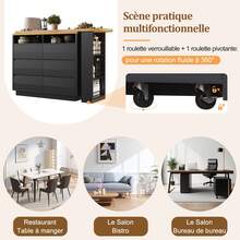 Expandable Bar Table With Storage - Black Sideboard For Bar Or Kitchen - Black - View 9