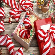 1 Roll 4.5m Red & White Diagonal Stripe Ribbon, Christmas Gift Wrapping Handmade Decorative Ribbon, Wreath Bows, Holiday Party Decoration, Suitable For Gift Wrapping, Holiday Decoration (177.15*1.49 Inches) - Multicolor - View 1