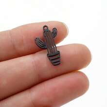 5pcs Stainless Steel Cactus Cutout Charms Bohemian Plant Theme Blank Pendant Supplies For Handmade Accessories - DZ534 - View 4