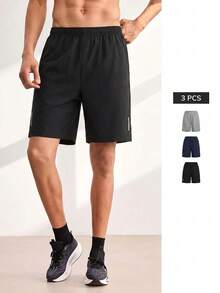 Driftmere 3pcs Men's Summer Quick-Dry Straight Leg Shorts, Casual Outdoor Sports Pants - Multicolor - View 1