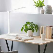 Lámpara de escritorio LED, lámpara de escritorio de metal adecuada para oficina en casa, luz de trabajo regulable, cuidado de la vista, lámpara de escritorio para oficina en casa, adecuada para lectura, manualidades, costura, rompecabezas y arte de uñas. - Blanco - Ver 7