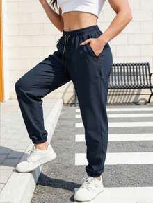 Women's Lightweight Summer And Autumn Jogger Pants With Zipper Pockets, Suitable For Urban Environments, Vacation, Sports And Hiking - Navy Blue - View 8
