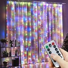 Colorful Curtain Lights, 99.06cm/299.72cm, 8 Lighting Modes, With Remote Control, Hanging Fairy Lights, Suitable For Wall Bedroom Window Party Background Lighting (No Curtain, No Hooks) - Colored Light - View 13