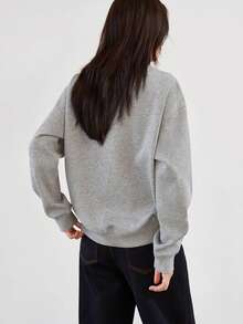 Sweet Cute Versatile Casual Puppy Print Loose Fit Sports Sweatshirt - Light Grey - View 3