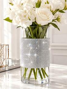 1pc Sequin Rhinestone Sticker, DIY Car Furniture, Water Cup, Photo Frame Decoration Sticker, Self-Adhesive Shiny Crystal Gem Sticker, 9.37*12 Inches (White) - Multiple Styles - View 4