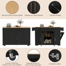 Black Rolling Sideboard With Shelves - Ideal For Kitchen Or Living Room - 黑色 - 查看 10