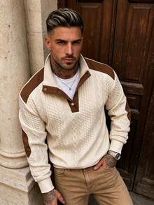 Spring/Autumn Men's Casual Minimalist Versatile Loose Sweatshirt, Suitable For Daily Lightweight Wear - Khaki - View 1