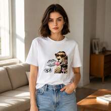 High End Elegant Luxury Vintage Heraldic Interlock Weave Unisex Crew Tee Relax Home Leisure Outfit - 小 PPP - 查看 1