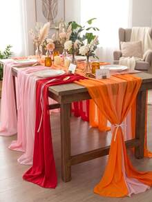 1-6 piezas Camino de mesa de satén rojo, Camino de mesa de seda suave, Faja para silla de 12 pulgadas x 108 pulgadas, Decoración de mesa de comedor y habitación, Perfecto para fiestas, bodas, banquetes, Navidad - Multicolor (12 x 108 pulgadas) - Ver 5