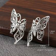 Minimalist Hollow Butterfly Ear Clips, No Piercing, Personalized Exquisite Wedding Atmosphere Women's Accessory - Silver - View 3