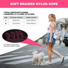 Lynxking Dog Leash Reflective, Heavy Duty Comfortable Strong Rope Leash For Large Medium Small Dogs No Pull Pet Training - Rose Red - View 2