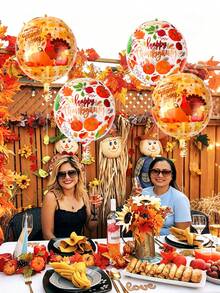 2/4pcs 22-Inch Thanksgiving 4D Foil Balloons, Including 22-Inch Thanksgiving Maple Leaf Pumpkin Balloons And Thanksgiving Turkey Balloons, Suitable For Thanksgiving Decoration, Harvest Festival, Pumpkin Theme Party, Halloween, Autumn Harvest Thanksgiving, Autumn Birthday, Dinner Party Decoration - Multicolor - View 5