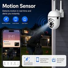 1pc Outdoor Wireless Security Camera, 360° Omnidirectional Monitoring, AI Human Detection, Color Night Vision, 355° Horizontal Rotation & 90° Vertical Tilt - White - View 6