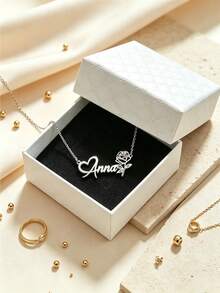 Customized Rose Flower Name Necklace, Heart Style Lettering Necklace, Best Gift For Her, Wedding Jewelry - Multicolor - View 9
