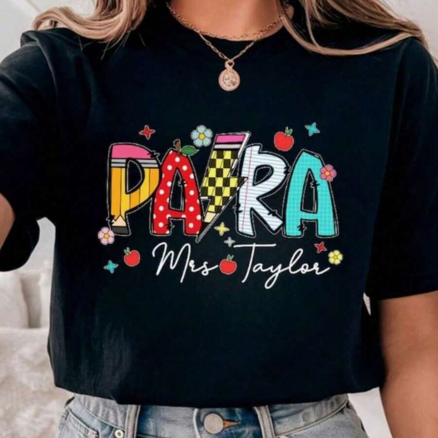 1pc Custom Para Shirt, Custom Paraprofessional Shirt, Personalized Paraprofessionals Shirt, Custom Teacher Shirt, Paraprofessional Gift - 款式 - 查看 1