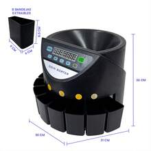 Lincky Contador y Clasificador de Monedas Electrónico Profesional 150 Monedas/Min con Pantalla LED Función de Loteo 1-999 y Tolva de 500 Piezas para Negocios - Tipo de Enchufe A USA (110-127V) - Ver 2