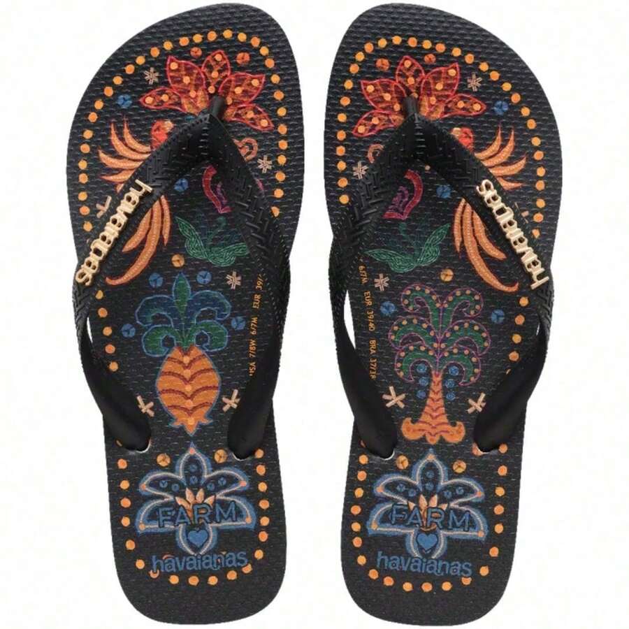Havaianas Tropical Vibes Slim Flip Flops - Black Ball - View 1
