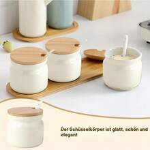 300 Ml Storage Container With Lid And Spoon, Multipurpose Jar For Coffee Bar And Kitchen - Beige - View 3