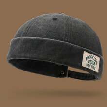 1-Pack Fashion BROOKLYN 1631 Embroidered Beanie Washed Landlord Hat Outdoor Hip-Hop Skateboard Hat Daily Commuter Decorative Hat Unisex Melon Cap - A - View 3
