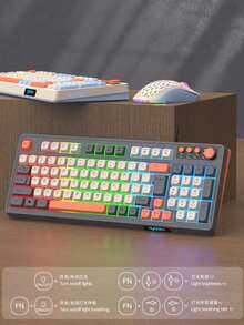 RAIKU Gaming Keyboard And Mouse Set, 3-Color Wired Illuminated Desktop 98-Key Multi-Color Keyboard, 6-Button Illuminated Mouse, Keyboard And Mouse Set - View 4