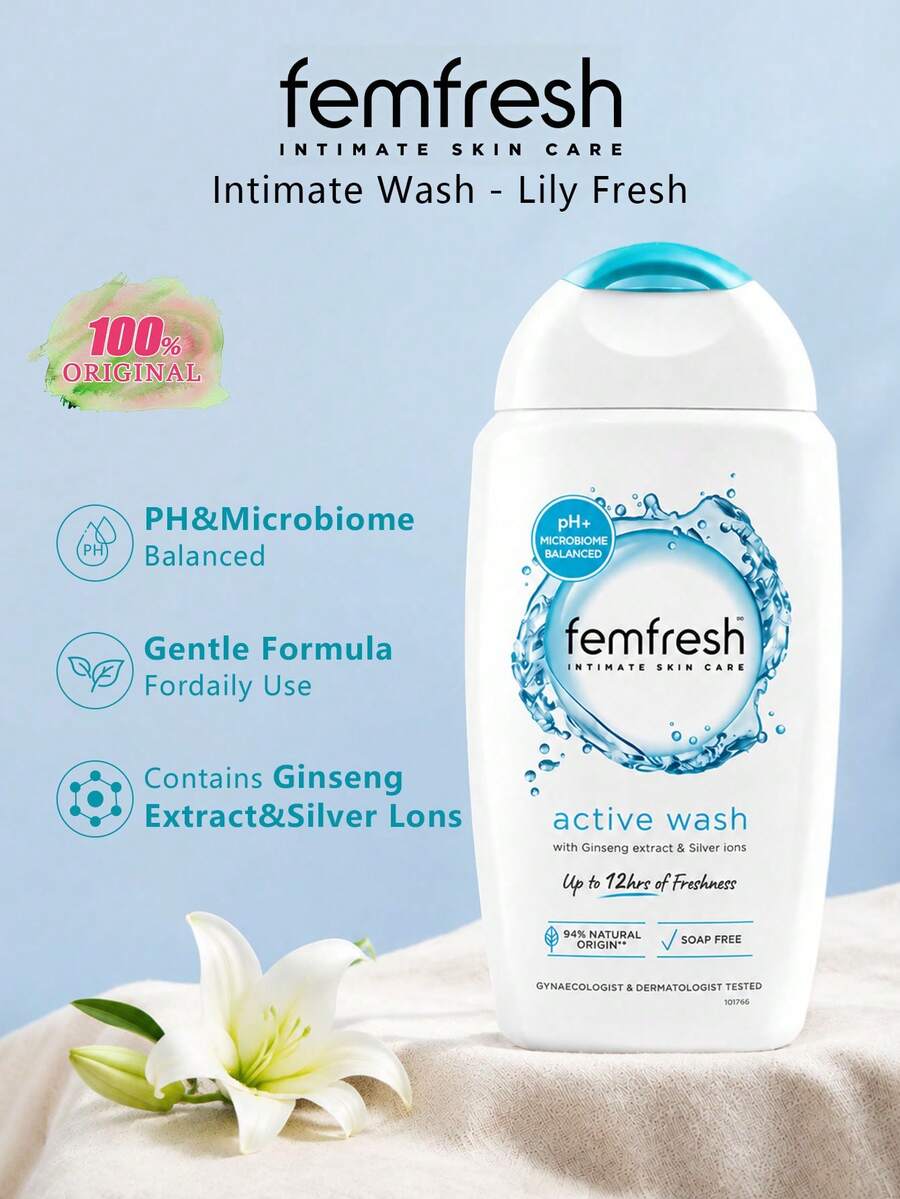 Femfresh Intimate Wash, PH-Balanced Gentle Cleansing, Low-Allergy Mild Formula, Odor Protection, For Sensitive Skin, Refreshing & Soothing, For Daily Use, 250ml/8.45 Fl.Oz