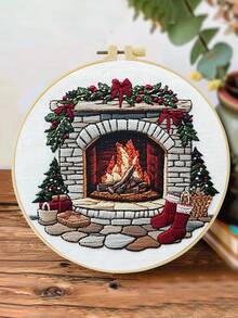 Christmas Decorations Embroidery Kit For Adult Beginners. Includes Manual, Printed Fabric, Hoop, Needles, Threads & Stitch Guide. Great Home Gift For Women. Size: 15x15cm/5.9in Or 20x20cm/7.9in. - Christmas - View 7