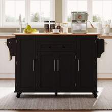 Rolling Kitchen Island Cart With Fold‑Out Extension Tabletop, 2 Drawers & Multi‑Cabinet Storage With Adjustable Shelves & Door Racks, Mobile Kitchen Trolley With Towel Rack & Spice Rack For Kitchen Dining Room - Black - View 8