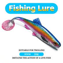1 buah/6 buah Umpan Plastik Lunak Ekor Keriting Ukuran Besar 20cm 59g Umpan Lunak Bionik Realistis untuk Memancing di Laut, Memancing Trolling, Memancing Air Tawar dan Air Asin - MultiWarna - View 13