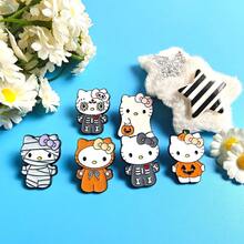SANRIO 1件可愛卡通三麗鷗胸針，萬聖節與聖誕節金屬徽章，Hello Kitty胸針，柔和甜美貓咪合金包包配件針 - 彩色 - 查看 2
