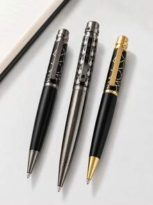 Luxury Metal Writing Pen, Replaceable Refill Geometric Pattern Ballpoint Pen, Office School Note-Taking Signature Pen, Suitable For Notes, Diaries, Business Gifts - Multicolor - View 10
