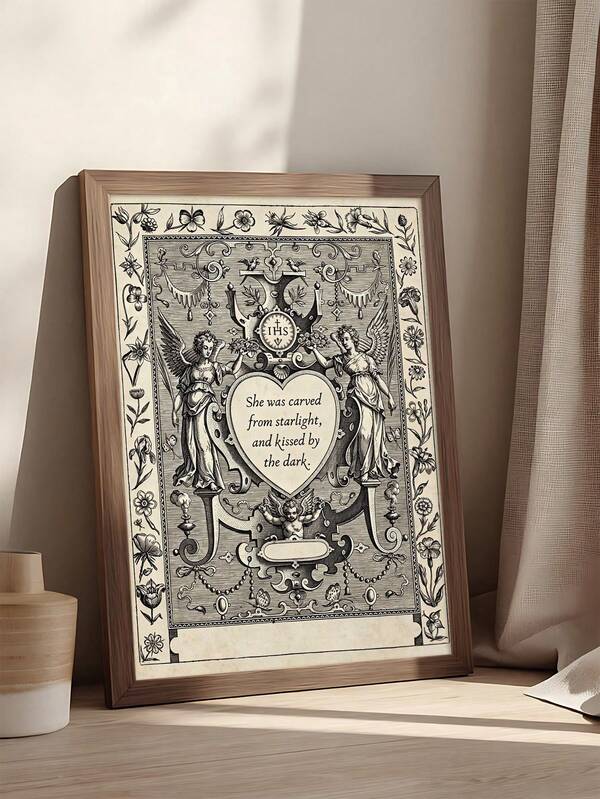 1pc Gothic Romantasy Quote Print, Celestial Dark Academia Wall Art,Dark Feminine Shadow Quote, Bedroom Decor,LivingRoom Decor,Dorm Decor,Wall Arts,Wall Decor,Home Decor,Room Decor, Canvas Wall Art, Posters,Wall Art With Frame,Optional Frame