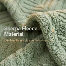 1pc Khaki Bohemian Style Blanket, Taffeta Jacquard Faux Sherpa Long Pile Fleece, Lambswool Blanket, Throw Blanket, Soft, Lightweight, Breathable And Warm, Reversible Bed Blanket And Shawl, Suitable For Living Room, Bedroom, Dormitory Furniture Decoration, All Seasons, Can Be Used As Bed Cover, Small Size Can Be Used As Beach Towel - Green - View 6