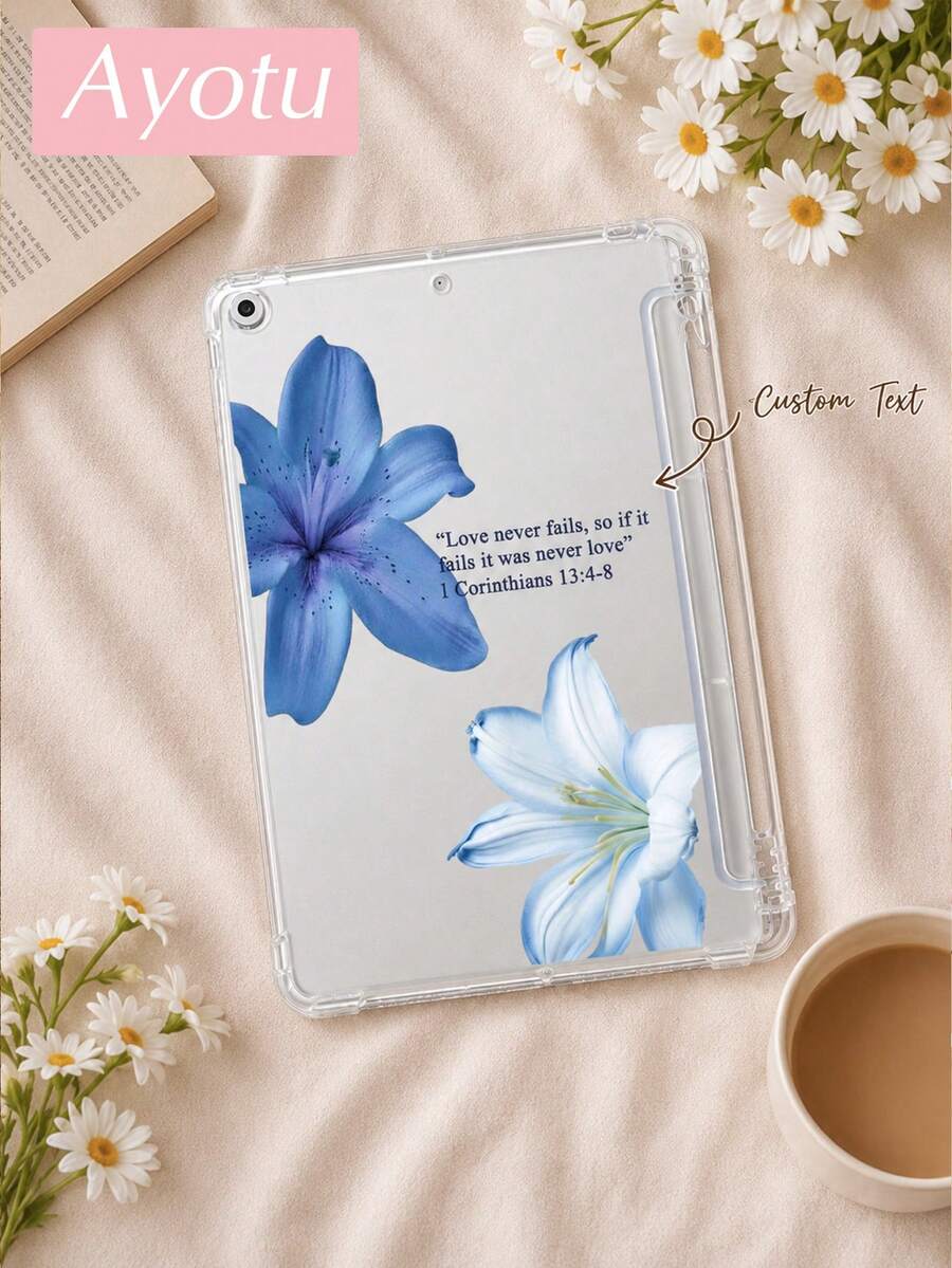 Customized Floral & Text Protective Case Compatible With 2026 Air8(M4), 10th/11th Gen, 7/8/9 (10.2 Inch), Mini 4/5/6/7, Pro 11 Inch (M4)-2024, 10.2 Inch, Built-In Pencil Slot, Four-Corner Anti-Drop, Perfect Gift For Yourself, Friends, Colleagues, Birthday, New Year, Anniversary, Valentine's Day And More - Multicolor - View 1