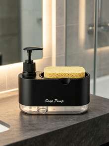 5/1pc Minimalist Plastic Soap Dispenser, Built-In Drip Tray And Sponge Holder, Press-Type Leak-Proof Liquid Storage, Multi-Functional Soap Dispenser Set, Bathroom Accessories And Bathroom Storage, Suitable For Kitchen Sink Cleaning And Home Bathroom Daily Use - Multicolor - View 8