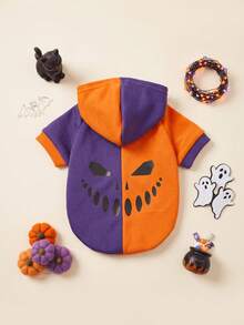 LUCKIE PAW 1pc Halloween Pumpkin Ghost Face Funny Pattern Pet Sweatshirt, Physical Flea Protection, Reduced Shedding, Insulated & Breathable, Suitable For Small And Large Dogs And Cats, Indoor And Outdoor Use - Orange - View 14