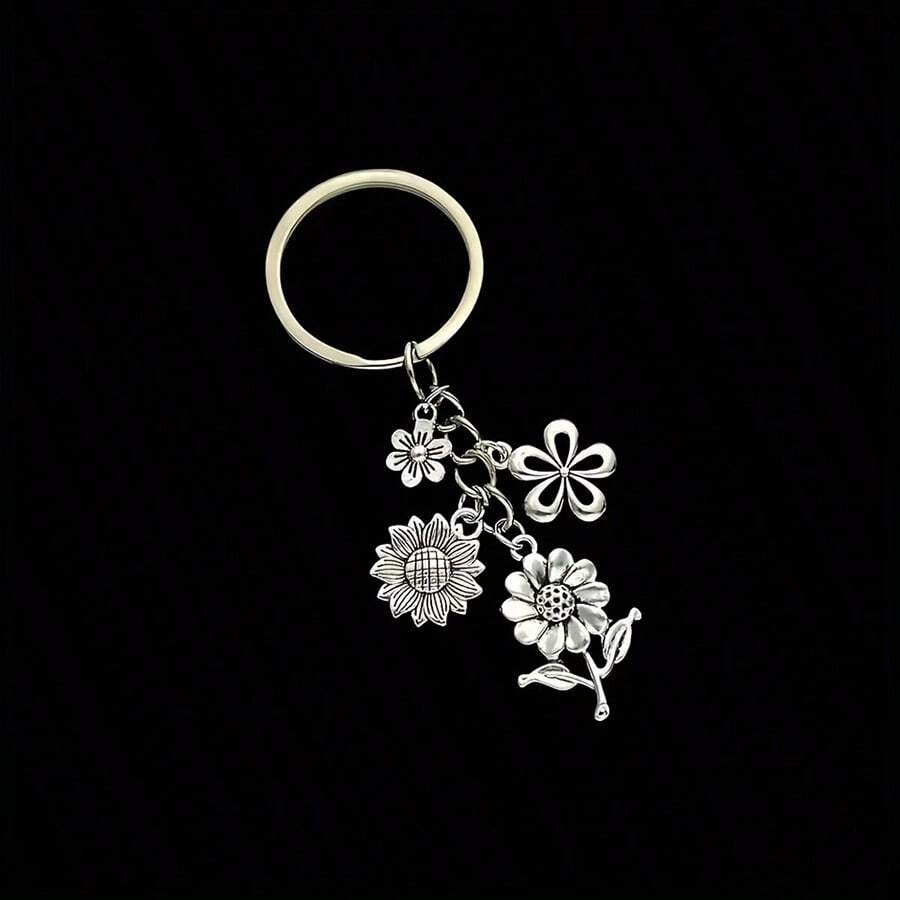 1pc Fashion Sunflower Keychain, Alloy Metal Key Ring, Jewelry Gift For Friends/ - View 1
