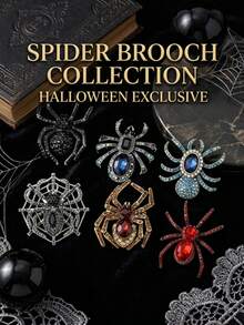 Halloween Rhinestone Spider Brooches For Women Unisex Creativity Animal Pins Party Jewelry Unique Fashion Accessories Friends Gatherings Holiday Gifts - Spider - View 6