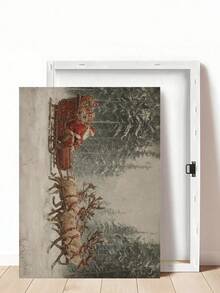 1pc Vintage Winter Sleigh Wall Art Print, Rustic Christmas Mural Canvas Poster, Suitable For Bedroom, Living Room, Kitchen, Canvas Wall Art, Fun Bathroom Decor, Room Decor, Home Decor, Dorm Decor, College Decor, Christmas Holiday Gift, Framed/Unframed - 1pc - View 21