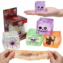 1 Set Isi 4 Buah Mainan Pereda Stres Maltosa Persegi Bentuk Halloween yang Lembut dan Lentur, Mainan Dekompresi - MultiWarna - View 2
