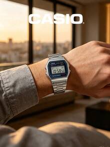 Casio Men's Retro Digital Alarm Chronograph Stainless Steel Bracelet LCD Display Nostalgic Tech Gear For Urban Public Transit And Daily Office Work - one-size - View 2