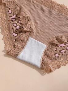 5件組性感女款蕾絲拼接低腰無縫螺紋內褲，柔軟舒適，適合瑜伽、運動與日常穿著 - 彩色 - 查看 11