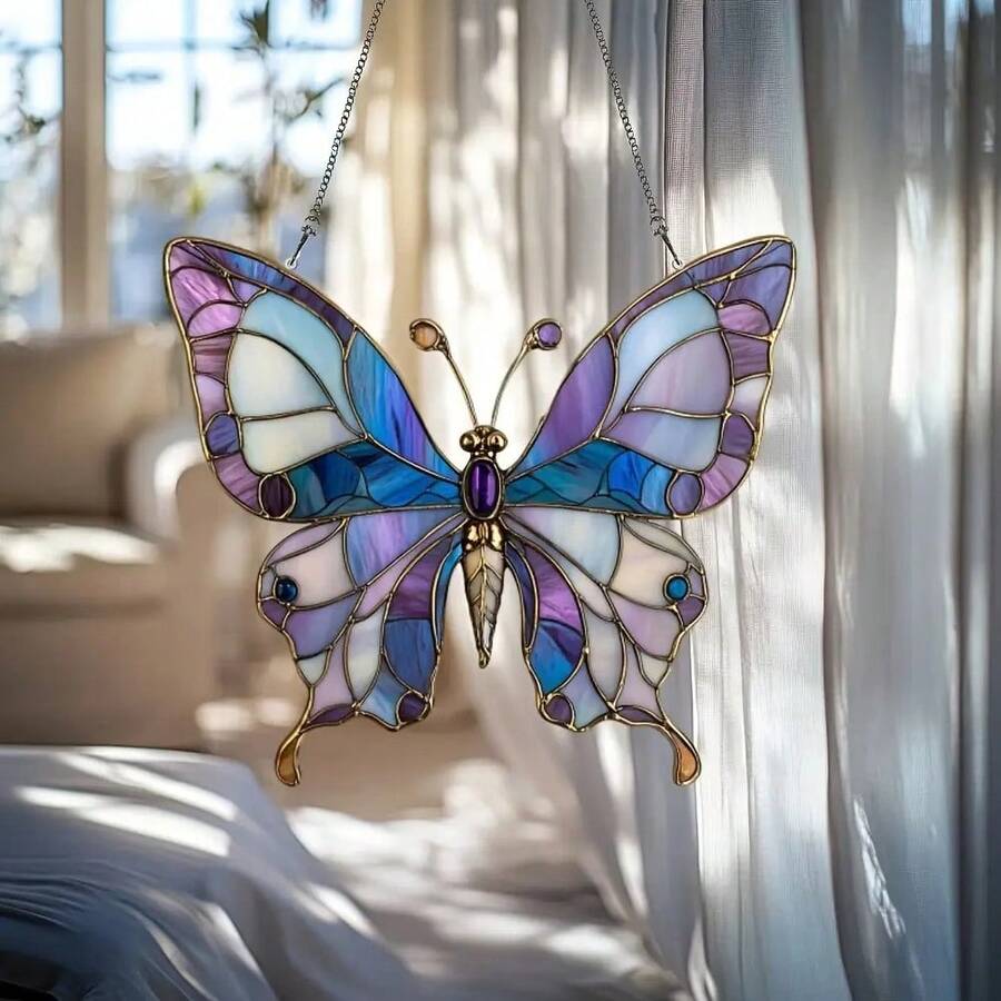 Acrylic Butterfly Solar Absorber, Colorful Glass Window Hanging Decor, Wall Art, Multi-Purpose Indoor/Outdoor Decoration, Unique Gift Idea - G - View 1