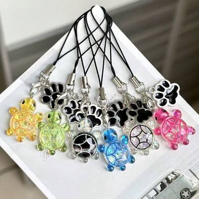 1pc Sparkling Turtle Multi-Color Phone Chain Pendant, Cute Decorative Accessory, Universal Phone Charm, Creative Phone Chain Accessory