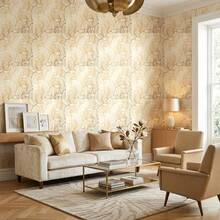 Gold Leaf Pattern, Self-Adhesive Removable Wallpaper, Vintage Style Wall Decor - C - View 2
