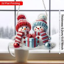 مجموعة ديكور معلق عيد الميلاد DIY مسطح ثنائي الأبعاد، تشمل ديكور منزلي بشكل ماسي خاص وهدايا، فن مرسوم 5D وأحجار كريمة اصطناعية - A - مشاهدة 5